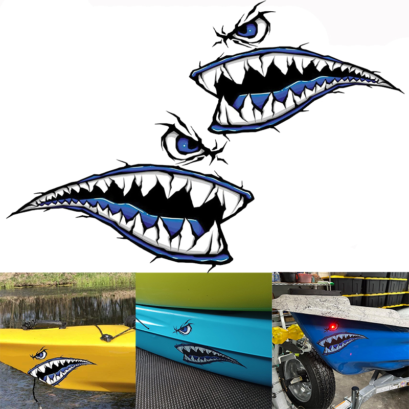2PCS Shark Teeth Mouth Boat St - огляд і ціна Fishing Kayak Sit On Top